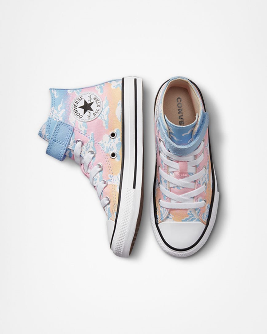 Girls' Converse Chuck Taylor All Star Easy-On Cloud Gazer High Top Shoes Blue / Orange Pink | AU 15C38Q